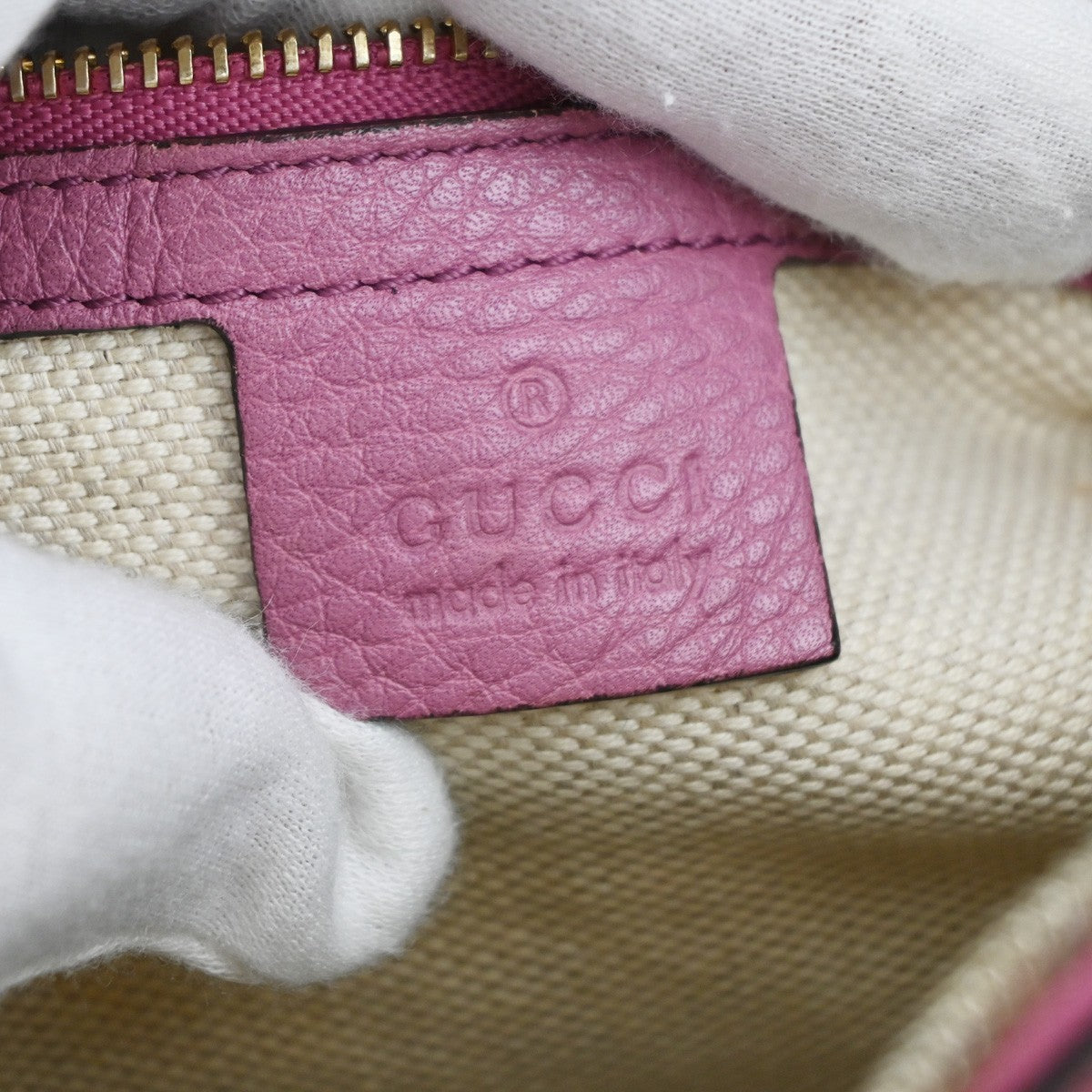 GUCCI GG Logo Soho Boston Hand Bag Tassel Leather Pink GHW Italy 72YJ128