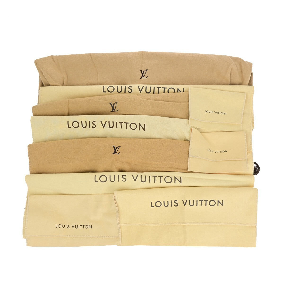 LOUIS VUITTON Logo 10 Set Dust Bag Drawstring Canvas Cotton Beige Brown 07KB119