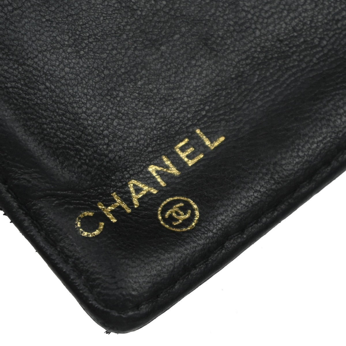 CHANEL CC Logo Long Bifold Wallet Grained Calfskin Leather Black France 79RF778