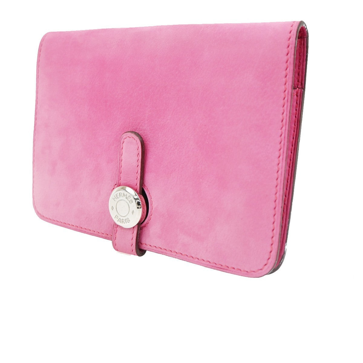 HERMES Dogon Long Bifold Wallet Eversoft Leather Pink France  square J 92TA690