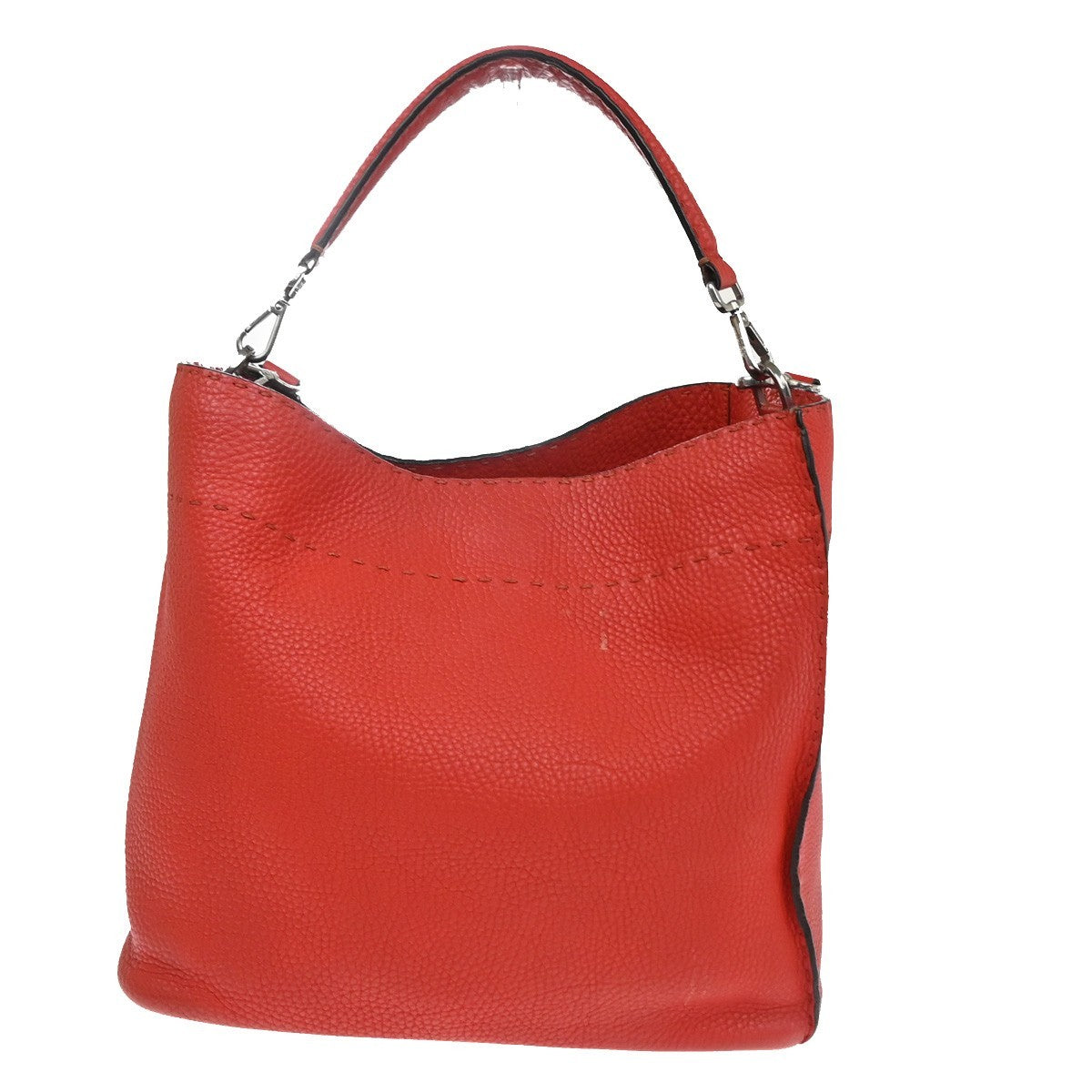 FENDI Logo Selleria Anna 2Way Shoulder Bag Leather Red SHW Italy 71YH887
