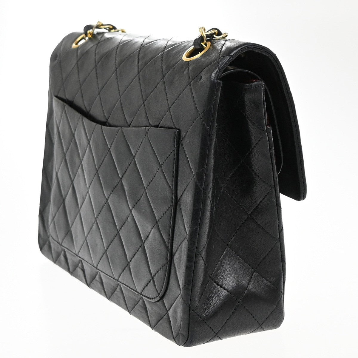 CHANEL CC Matelasse 25 Double Flap Chain Shoulder Bag Leather Black GHW 805RF615