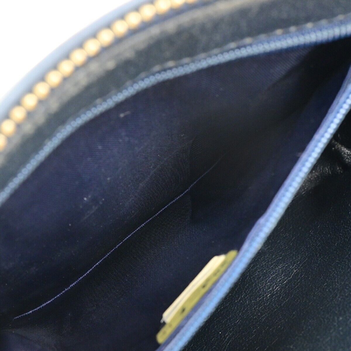 CHANEL Matelasse Tassel Chain Mini Shoulder Bag Leather Navy Vintage 660RK687