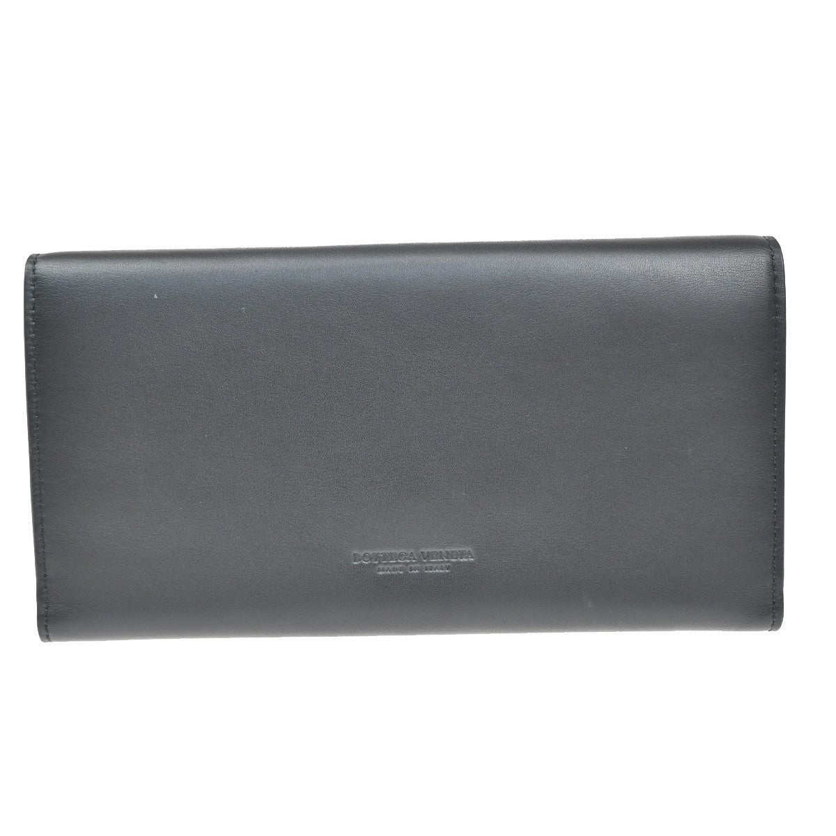 BOTTEGA VENETA Logo Long Trifold Wallet Leather Black GHW Italy 05KB168