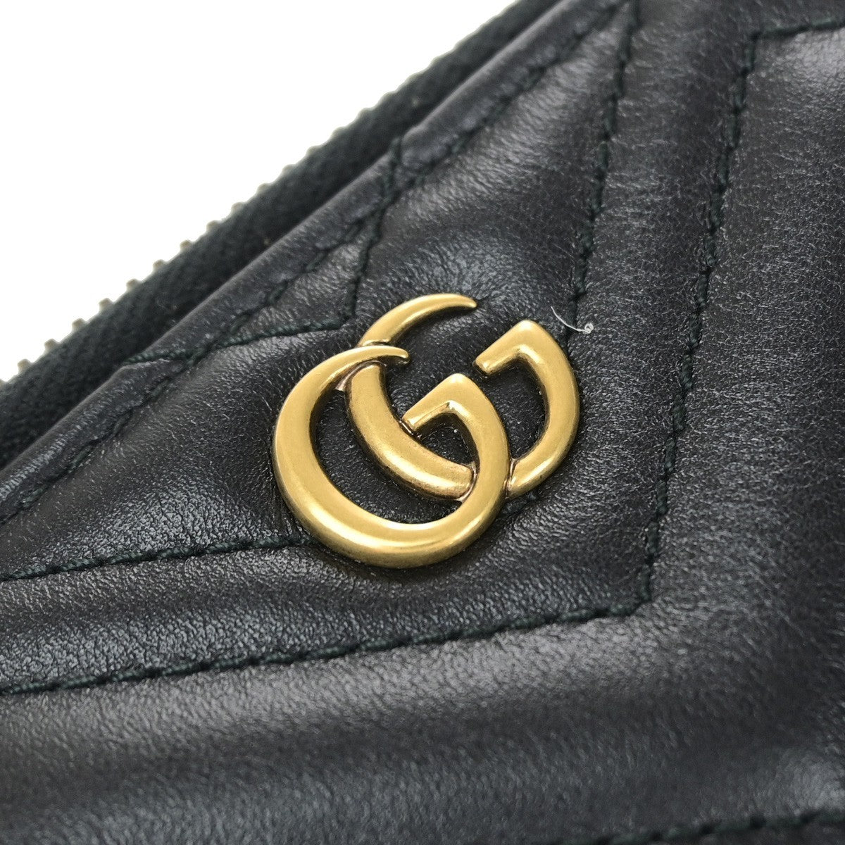 GUCCI GG Logo Marmont Key Pouch Case Leather Black Italy GHW 81YJ251