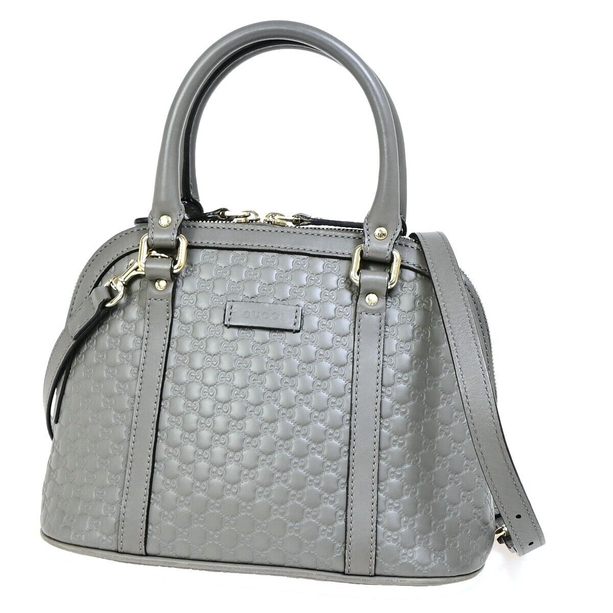 GUCCI Logo Guccissima GG Pattern 2Way Shoulder Hand Bag Leather Gray 95FA738
