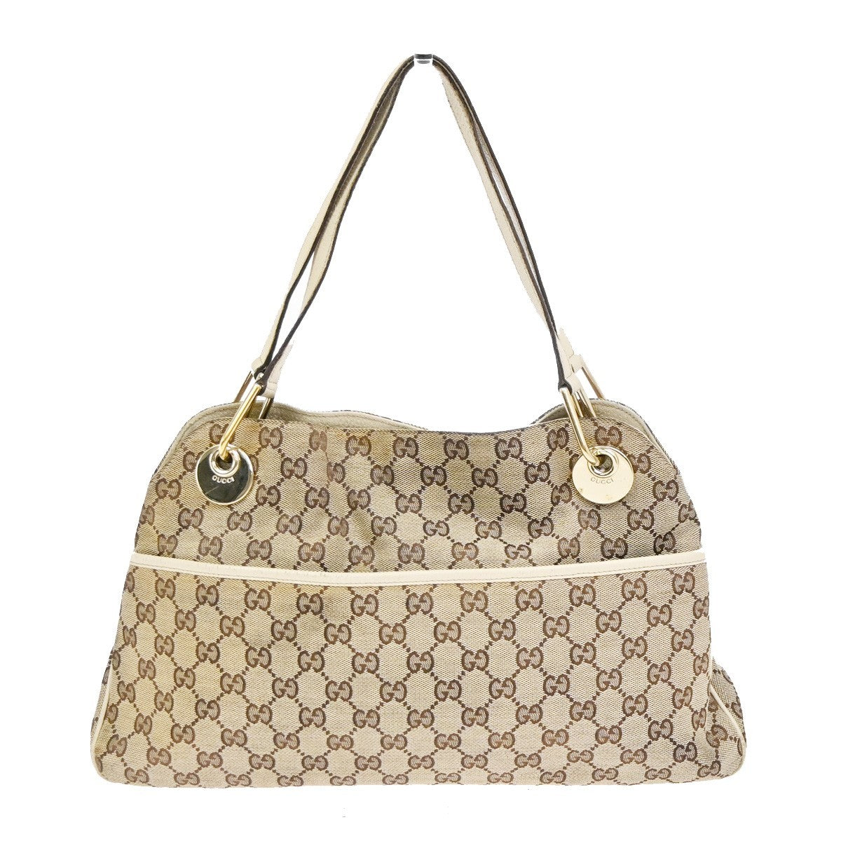 GUCCI GG Pattern Shoulder Tote Bag Canvas Leather Brown GHW Italy 61KC641