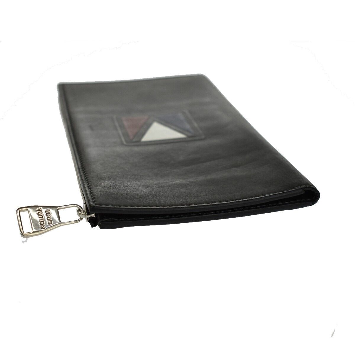 LOUIS VUITTON V line Zip Long ZBifold Wallet Leather Black Blue M61251 61SH086