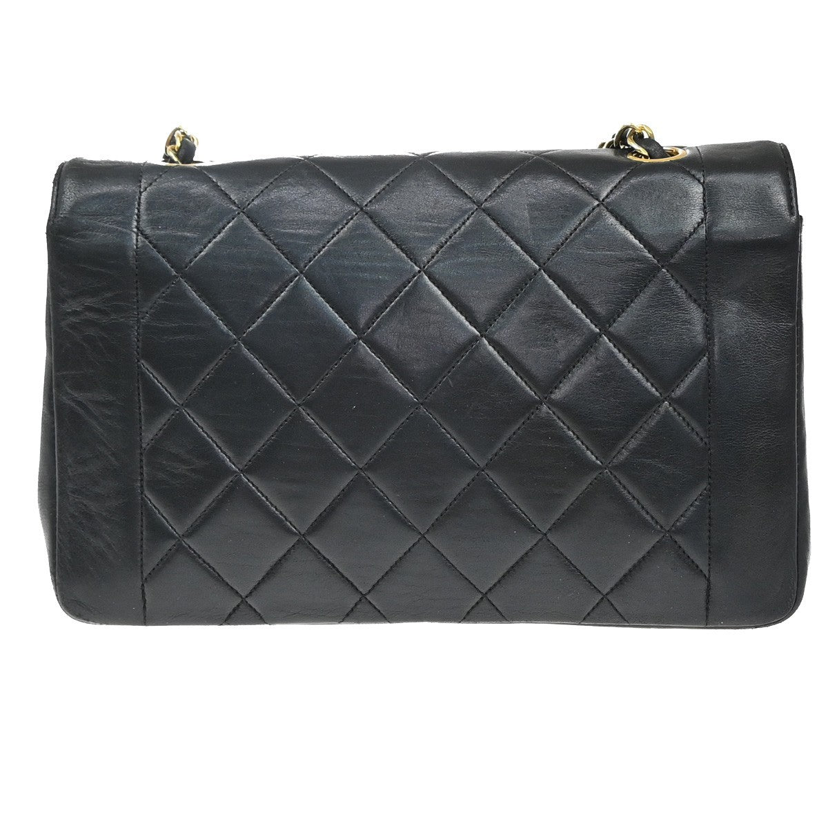 CHANEL CC Logo Diana Matelasse 25 Chain Shoulder Bag Leather Black GHW 629RF597