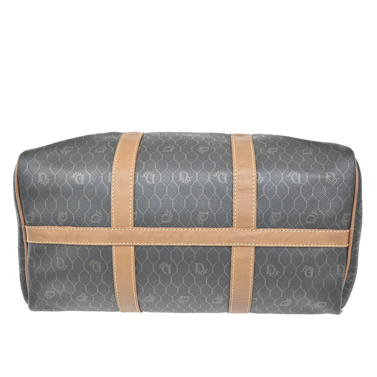 CHRISTIAN DIOR Logo Trotter Honeycomb Hand Bag PVC Leather BN Black GHW 38KC674