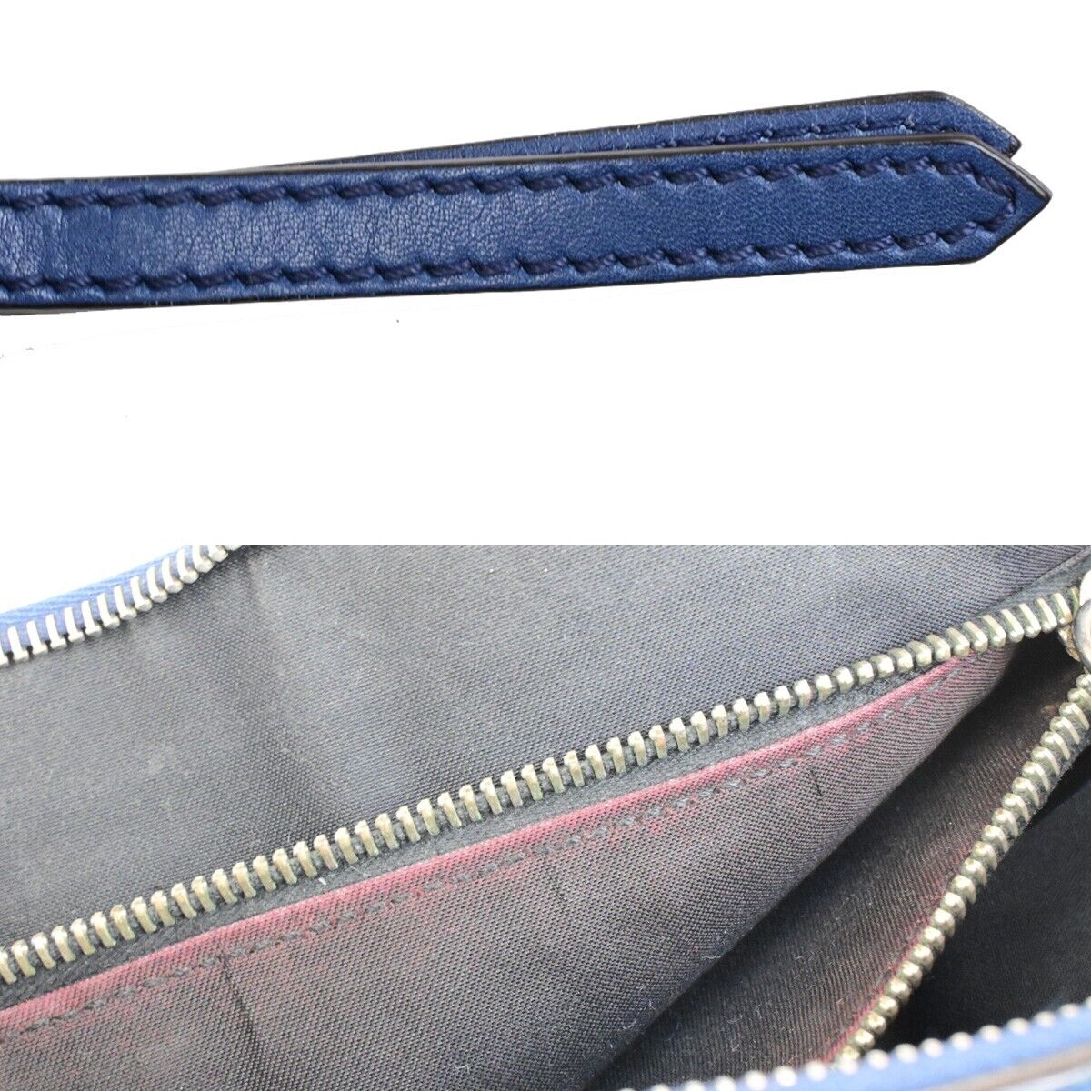 FENDI Logo By The Way 2Way Shoulder Hand Bag Leather Blue Silver Italy 88FB359