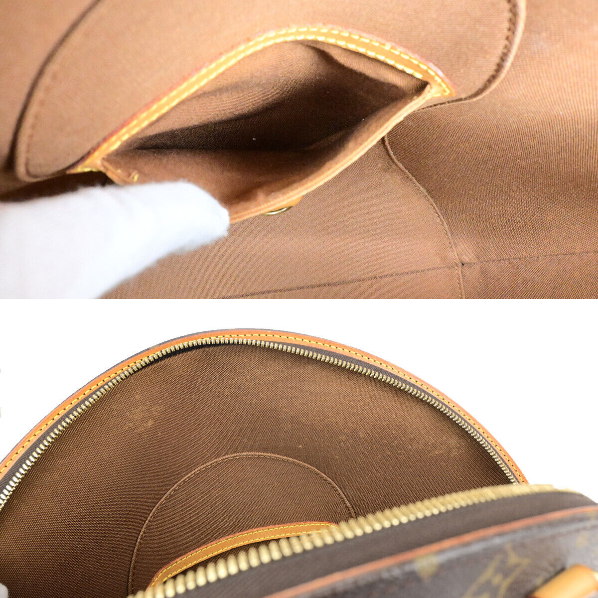 LOUIS VUITTON LV Logo Ellipse MM Hand Bag Monogram Leather Brown M51126 70YG626