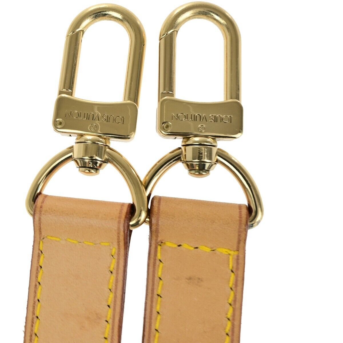 LOUIS VUITTON Logo Shoulder Strap Leather Brown Gold Bag Accessory 30YF258