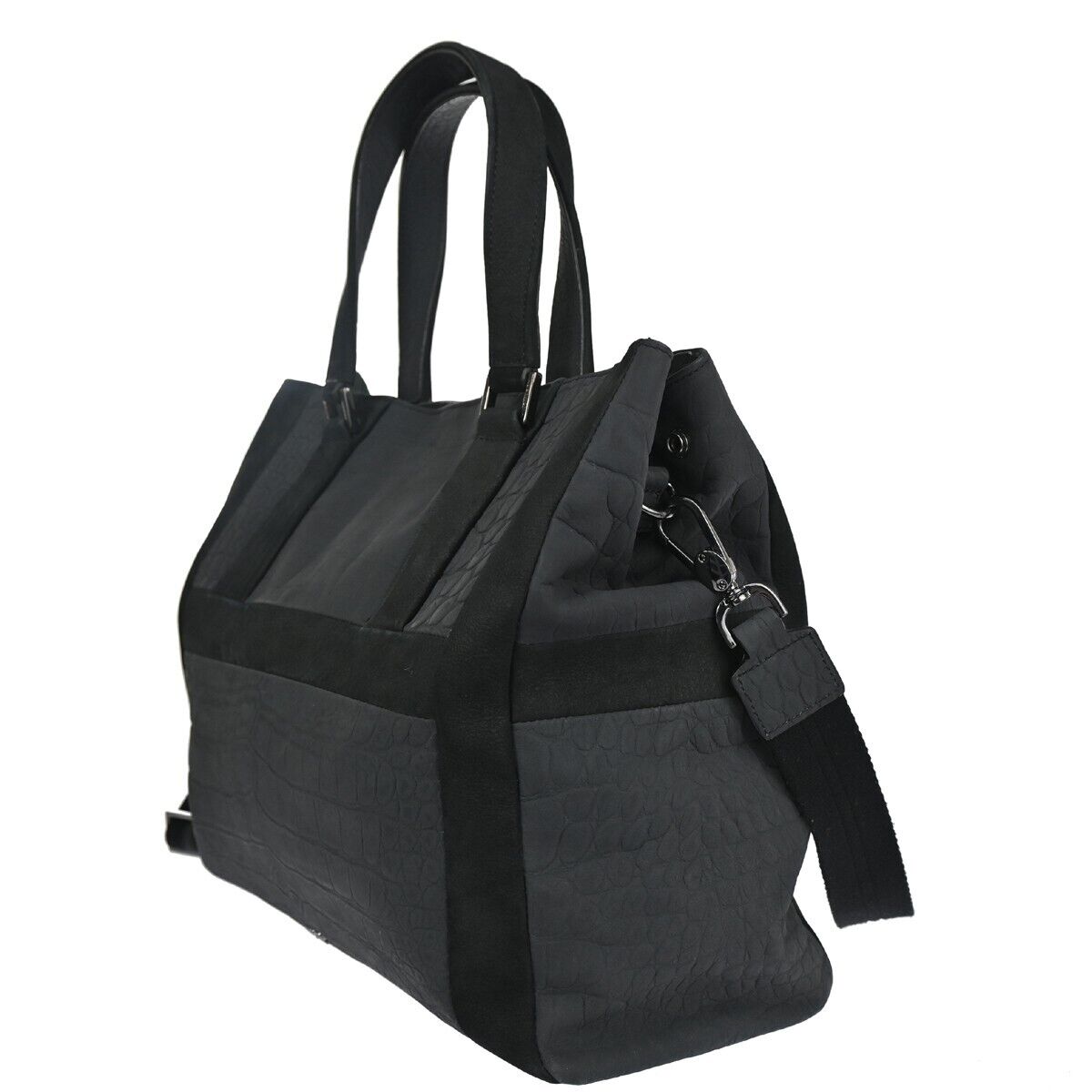 ANYA HINDMARCH Logo 2Way Shoulder Hand Bag Embossing Suede Leather Black 05DA069