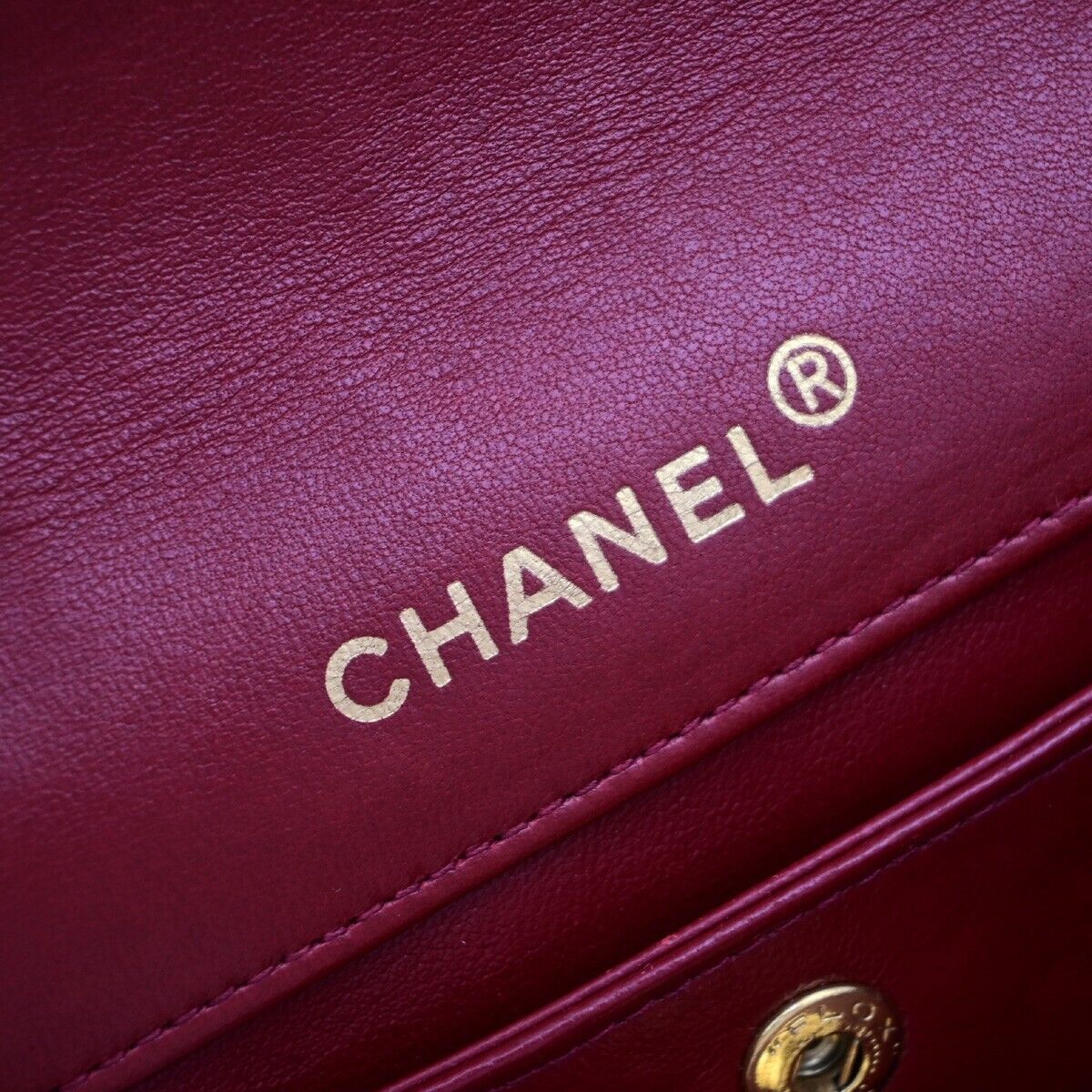 CHANEL CC Logo Mini Matelasse Chain Shoulder Bag Leather Red Vintage 310RF238