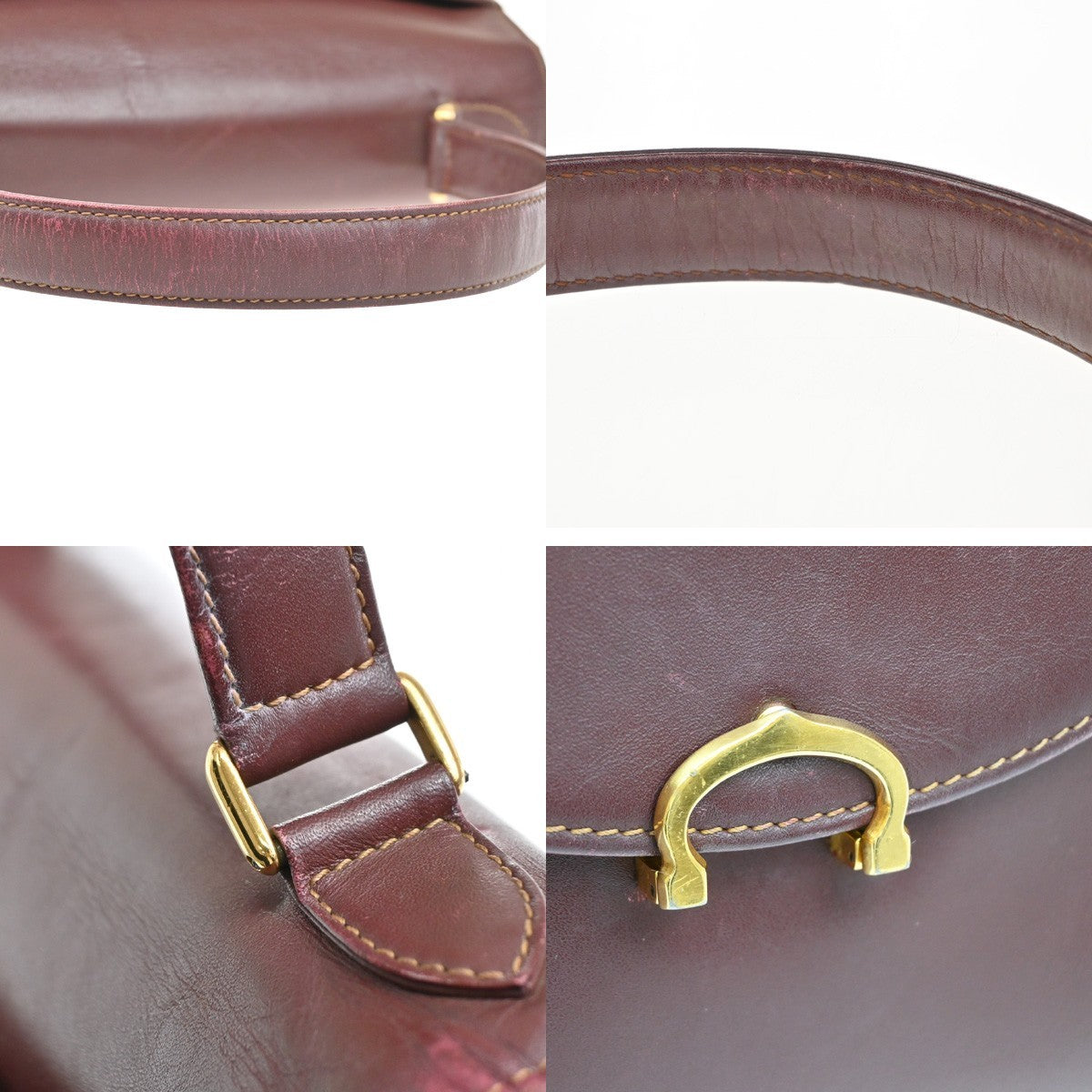 MUST DE CARTIER 2C Logo Hand Bag Leather Red GHW Italy 09KB667