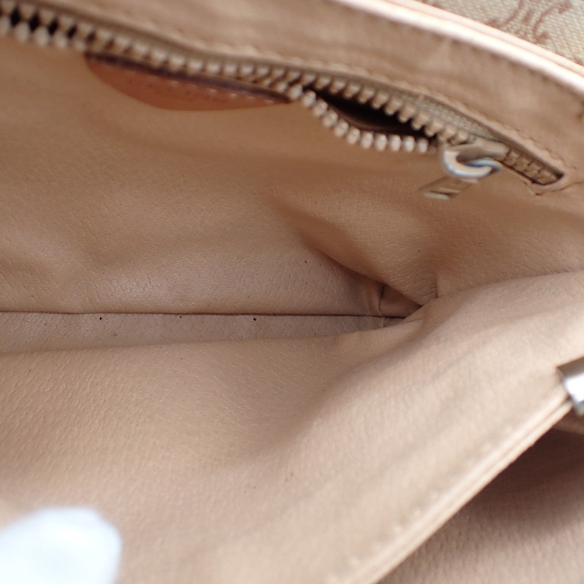 CELINE Logo Macadam Pattern Shoulder Bag PVC Leather Beige Italy 65KC571