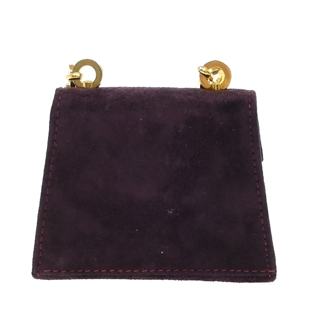 SALVATORE FERRAGAMO Gancini Mini Chain Shoulder Bag Suede Leather Purple 80KP154