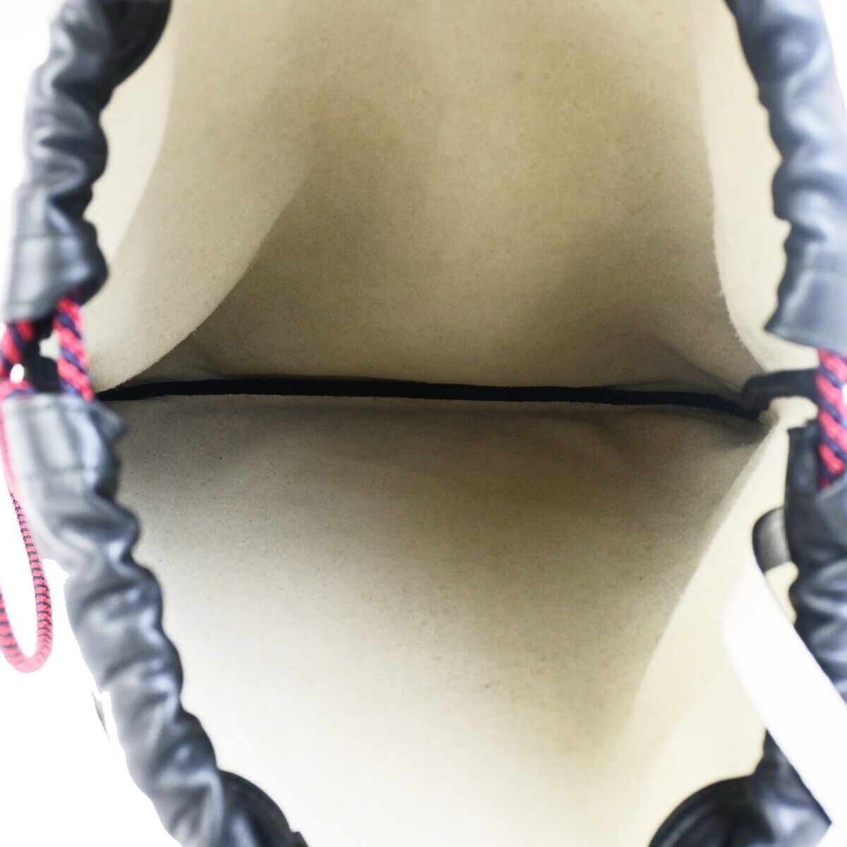 GUCCI GG Logo Print Drawstring Backpack Bag Leather White Italy 84FB214