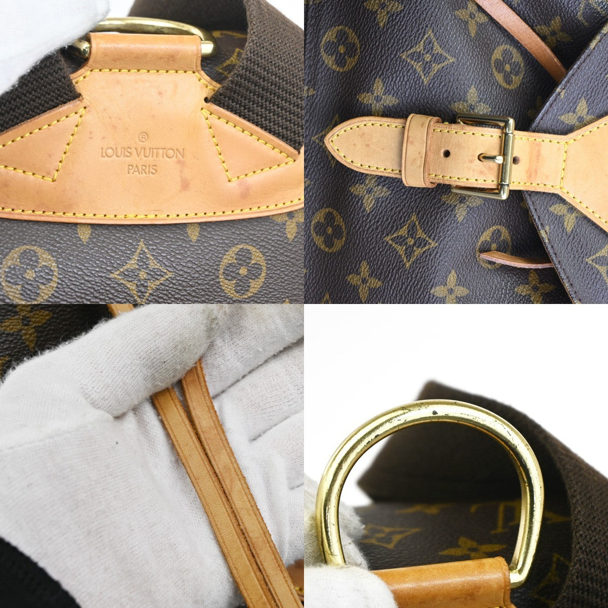 LOUIS VUITTON Montsouris GM Backpack Bag Monogram Leather Brown M51135 97TA524