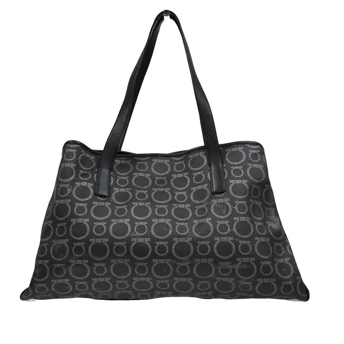 SALVATORE FERRAGAMO Gancini Hand Tote Bag Leather Black SHW Italy 67CA950