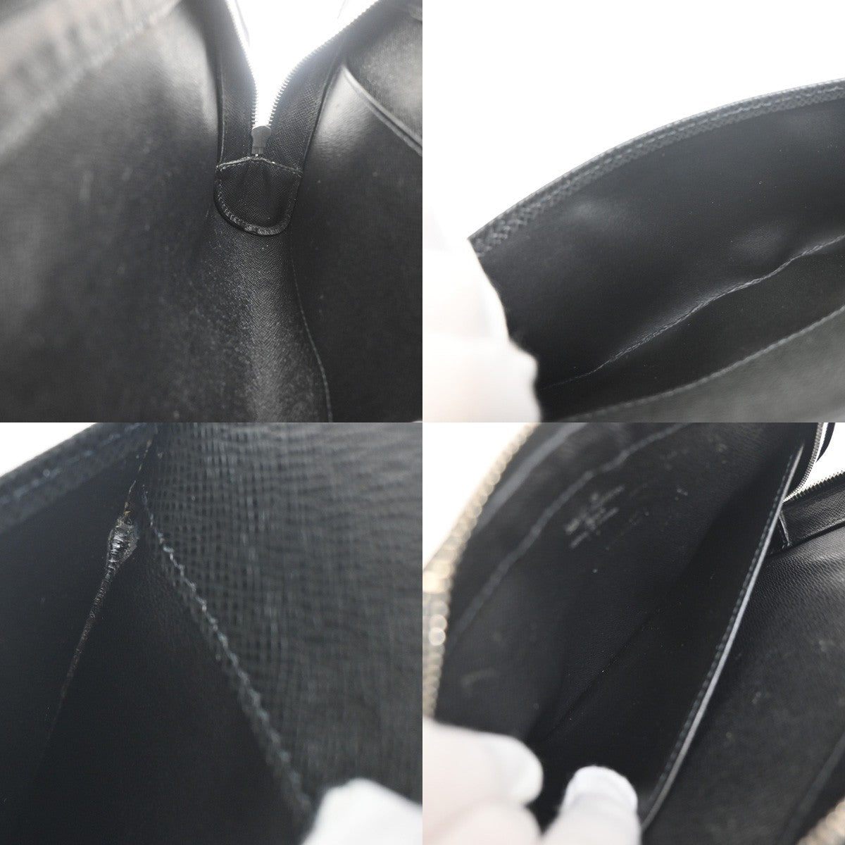 LOUIS VUITTON LV Logo BAIKAL Clutch Hand Bag Taiga Leather Black M30182 04KC763