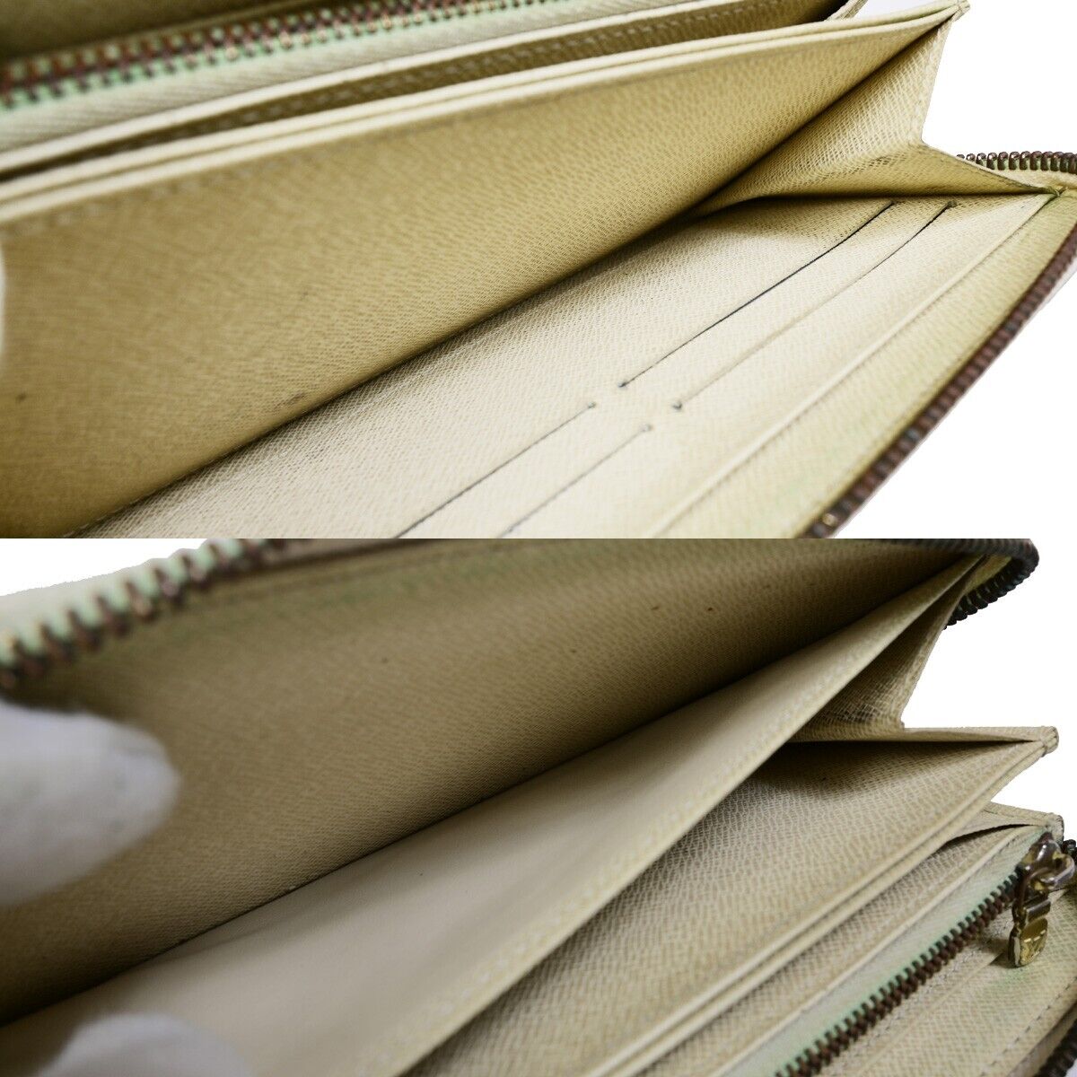 LOUIS VUITTON Zippy Wallet Purse Damier Azur Leather White N60019 05EB293