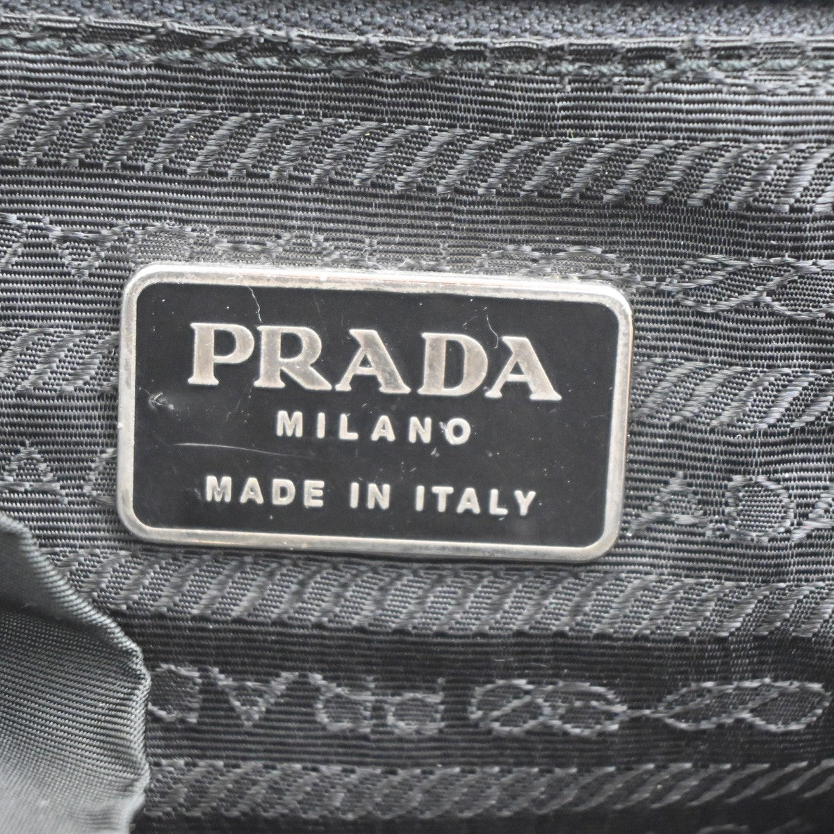 PRADA Logo Drawstring Backpack Bag Tessuto Nylon Leather Black Silver 70KC163