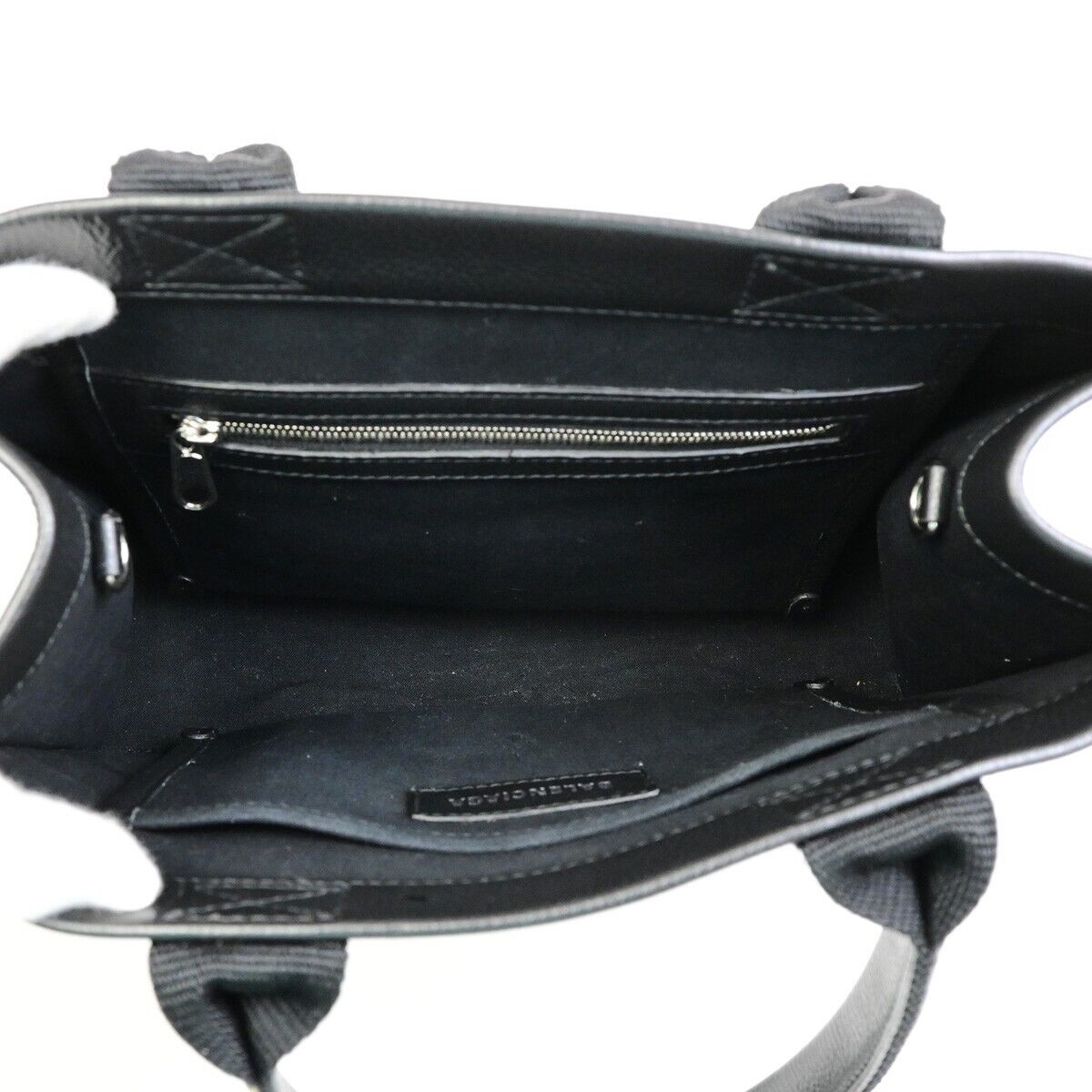 BALENCIAGA Logo Hardware Small Tote Bag Hand Bag Leather Black Italy 18EE102