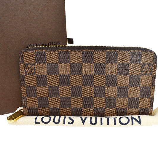 LOUIS VUITTON Zippy Wallet Long Bifold Purse Damier Leather Brown N60015 58RH687