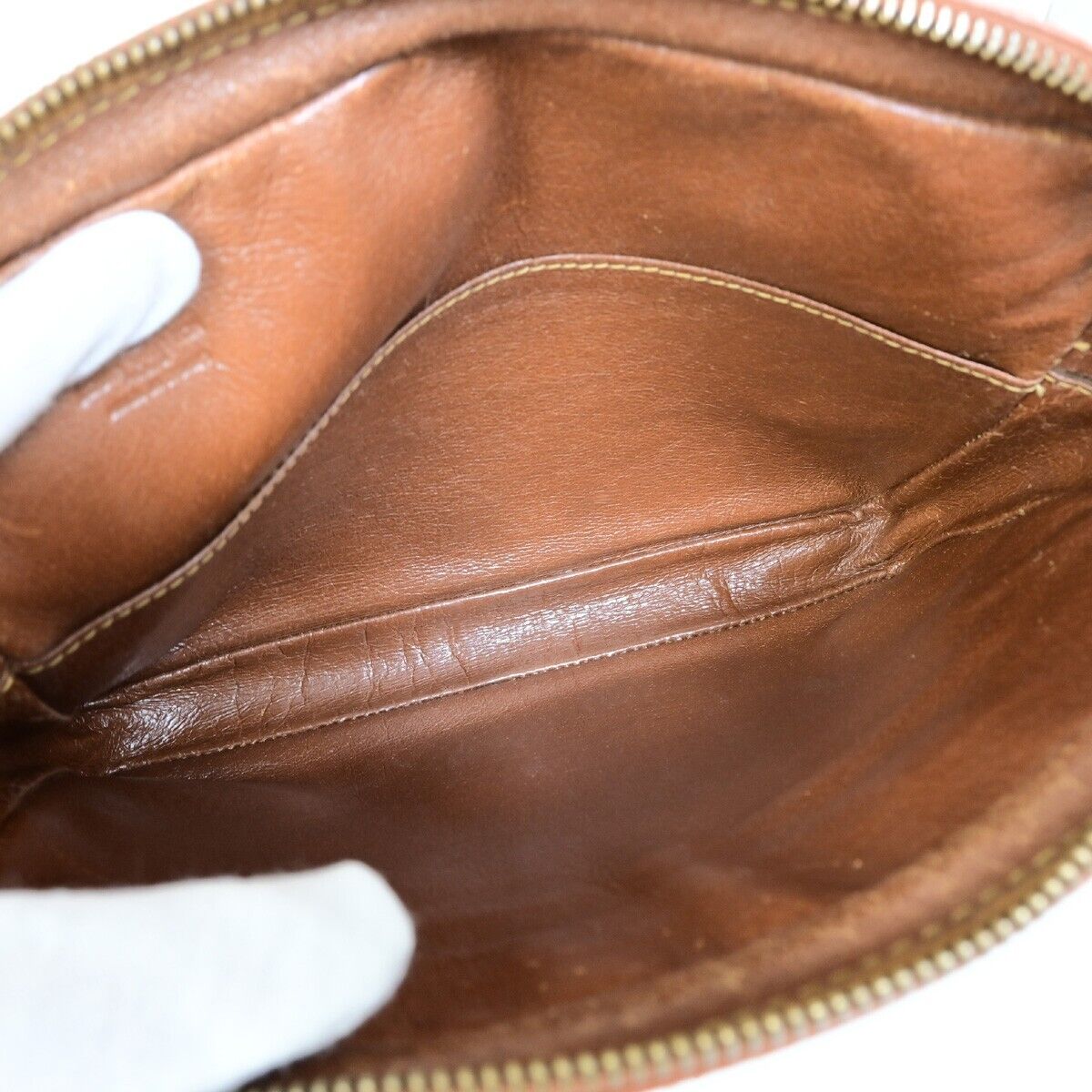 LOUIS VUITTON LV Logo Shoulder Bag Monogram Leather Brown France 04FA759