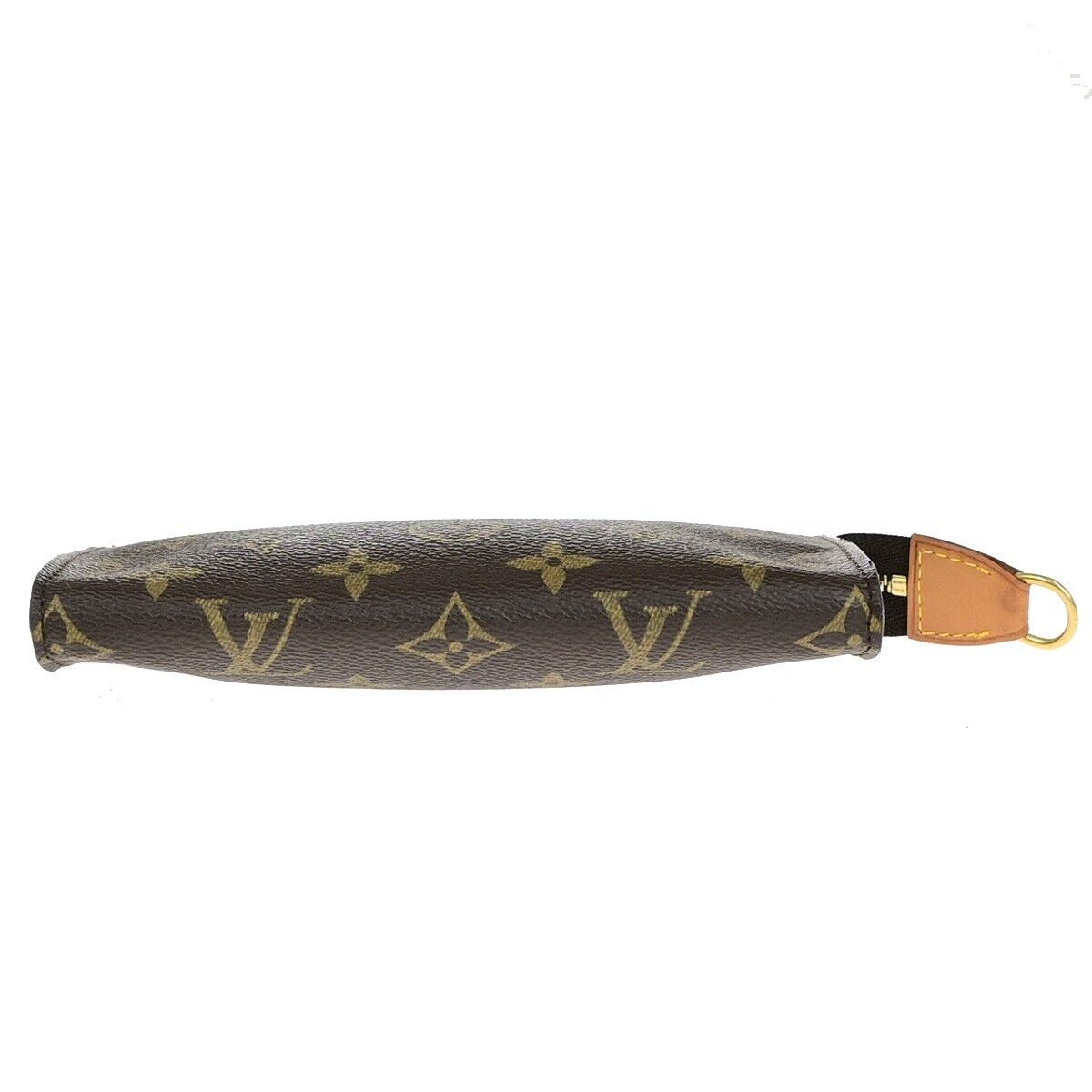 LOUIS VUITTON LV Logo Bucket PM Pouch Bag Monogram Leather Brown Gold 63ED255