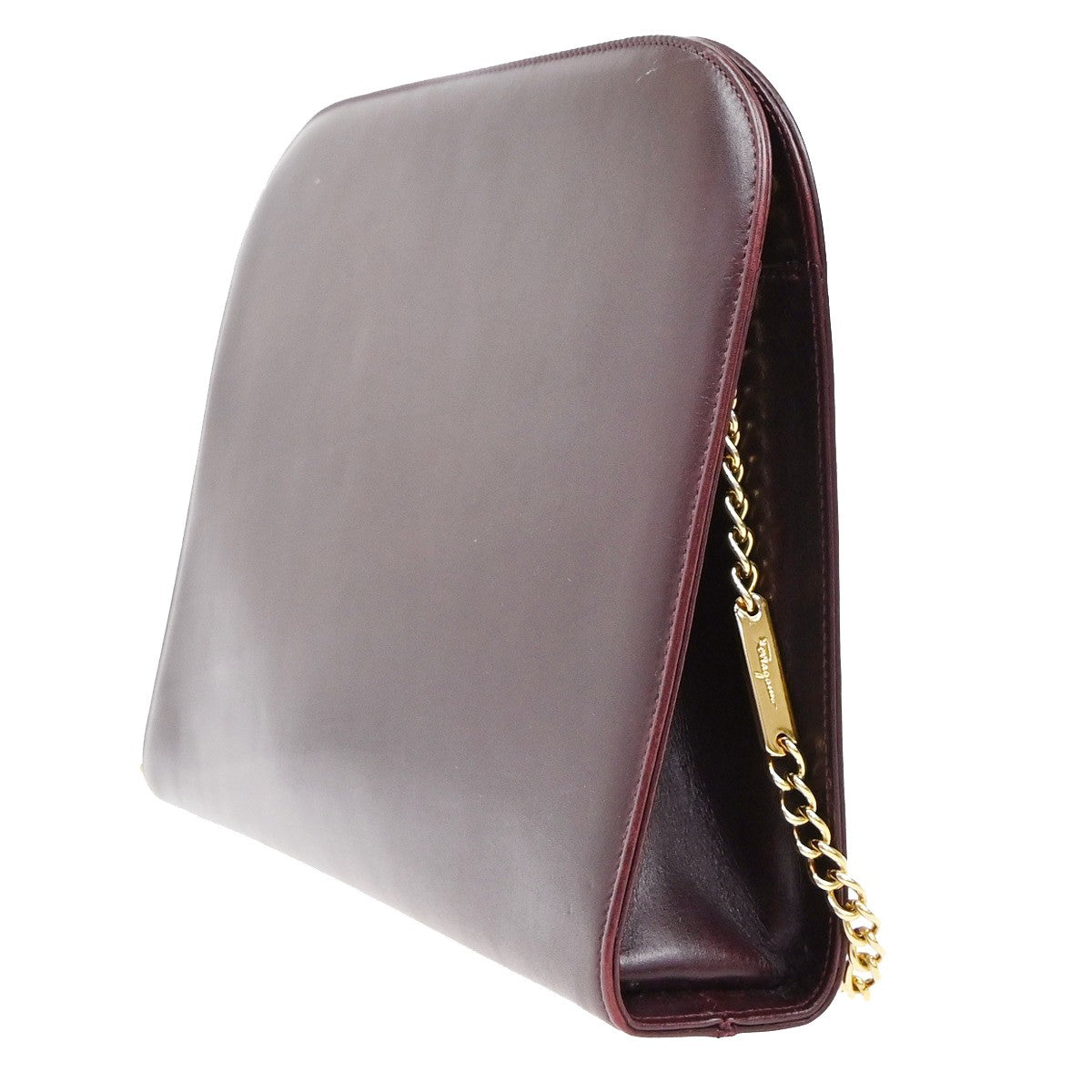 SALVATORE FERRAGAMO Gancini 2Way Chain Shoulder Clutch Bag Leather BY 39YH487