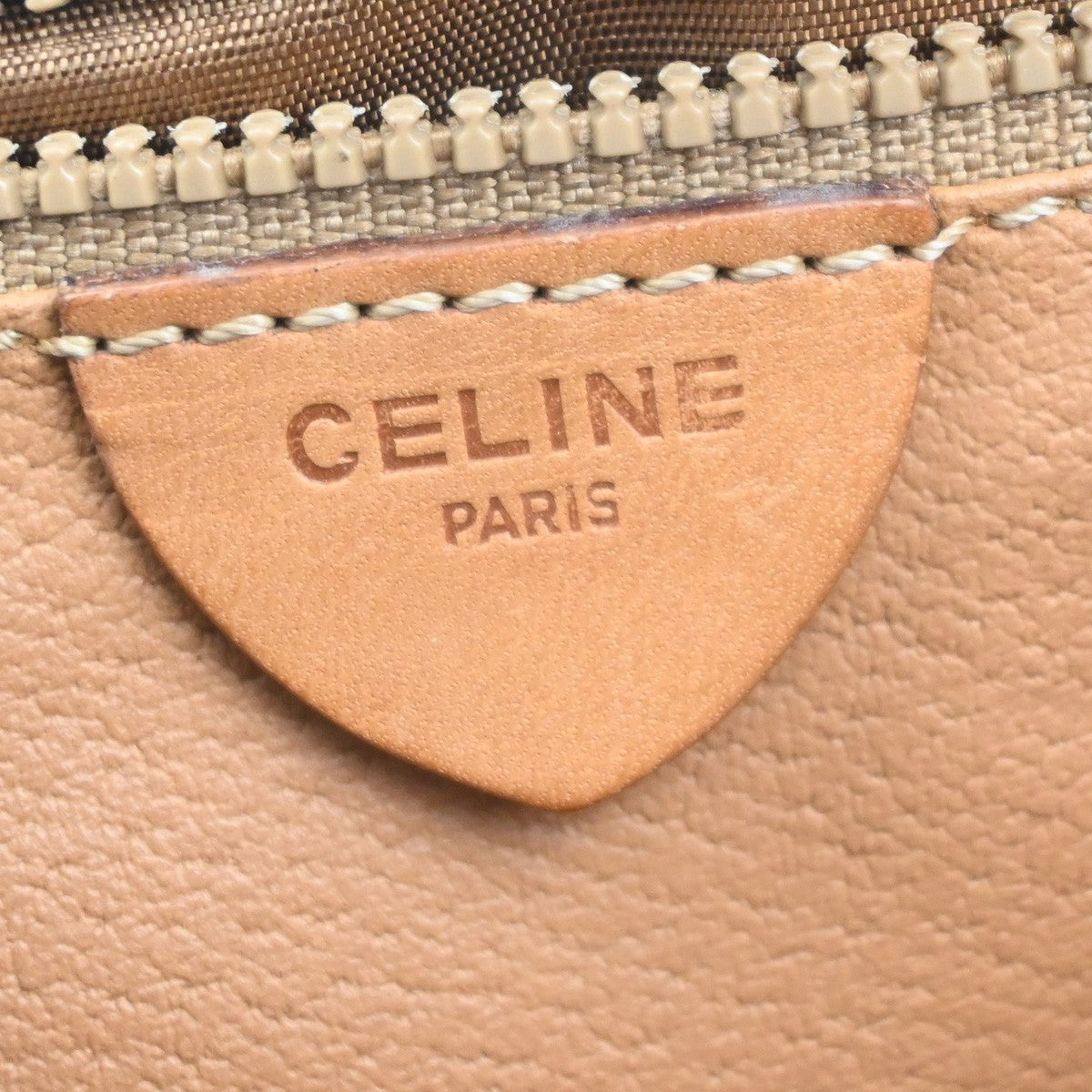 CELINE Macadam Circle Logo Shoulder Bag PVC Leather Brown GHW 88KC866