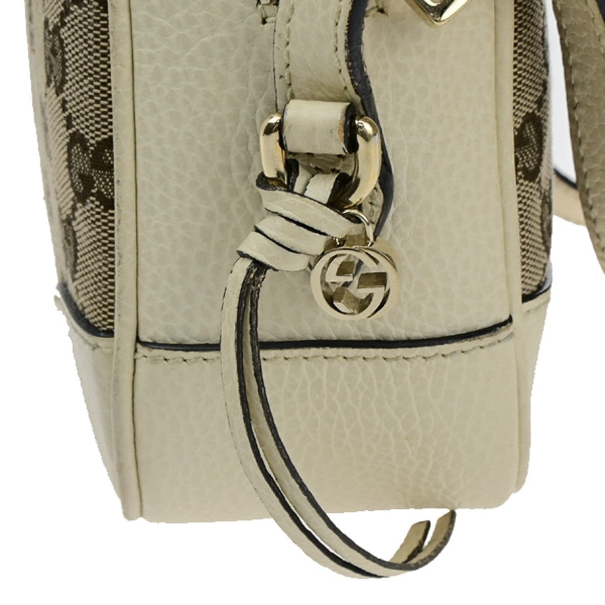 GUCCI Logo GG Pattern Mini Shoulder Bag Canvas Leather Brown White GHW 12KB579