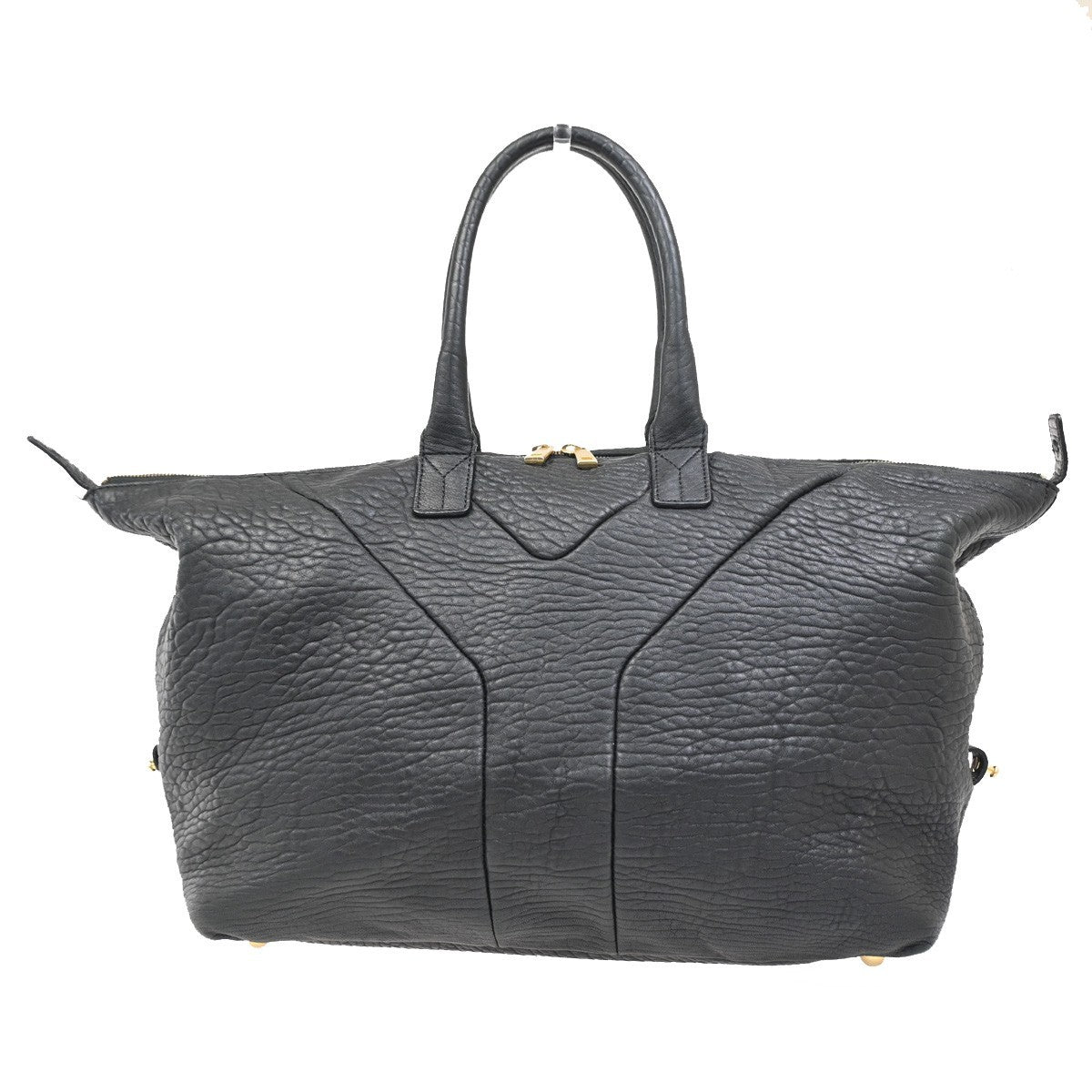 YVES SAINT LAURENT Easy Handbag Boston Black Leather GHW France 65DA105