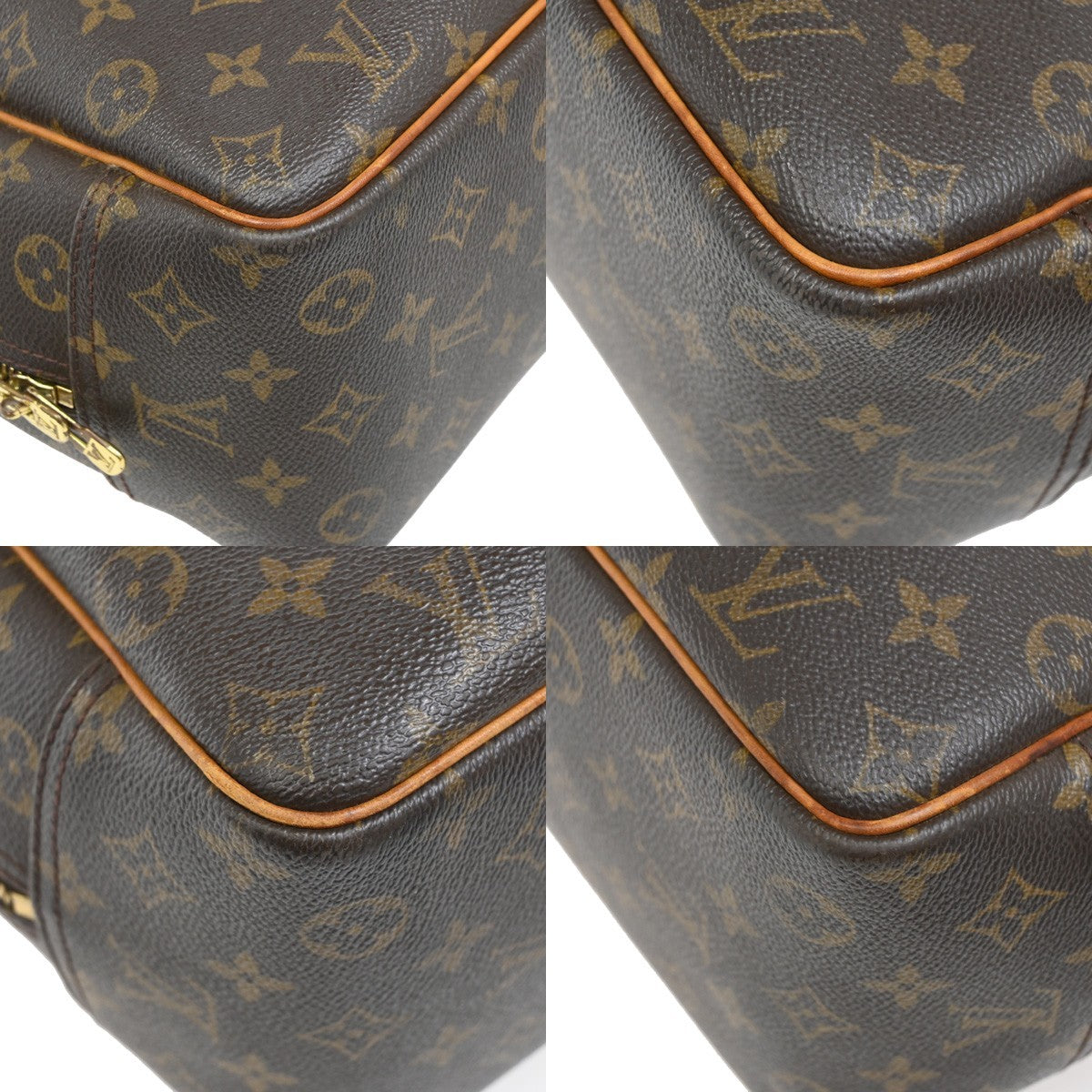 LOUIS VUITTON LV Logo Deauville Hand Bag Monogram Leather Brown M47270 36DA029