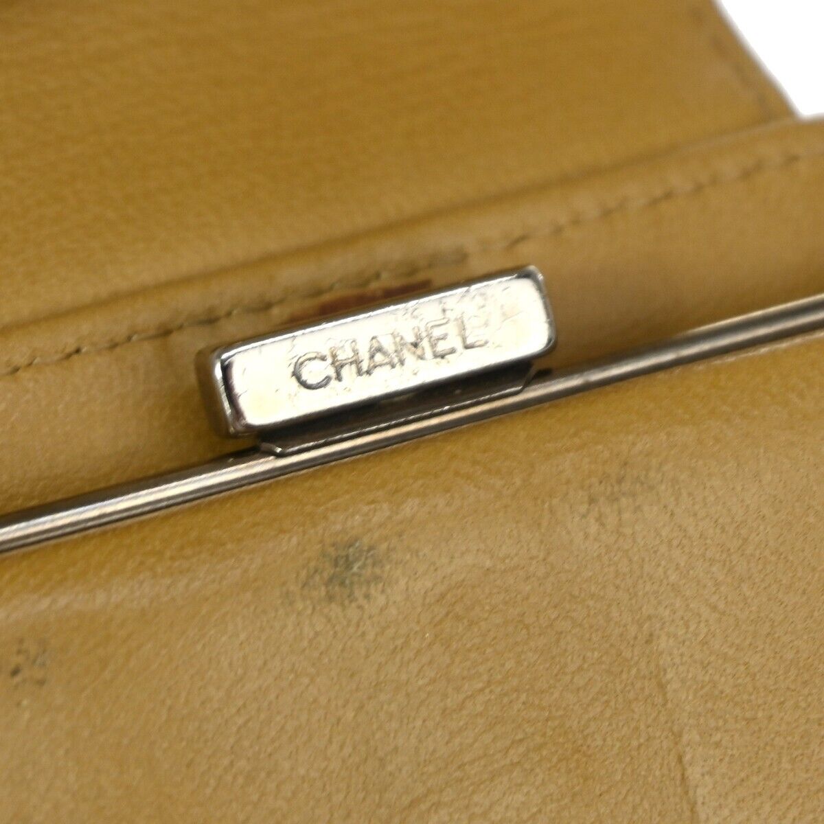 CHANEL CC Logo Icon Long Bifold Wallet  Purse Leather Beige SHW Italy 68EA127
