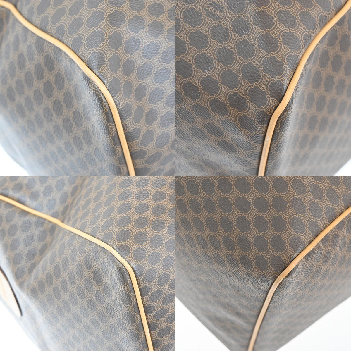 CELINE Logo Macadam Pattern Travel Hand Bag PVC Leather Brown GHW Italy 80TA473