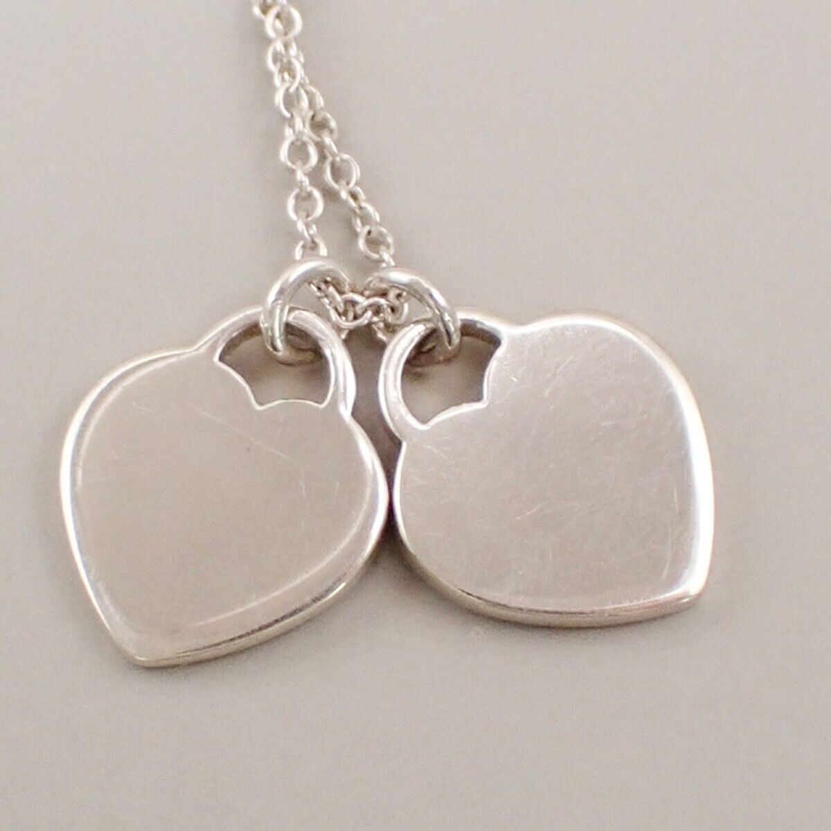 TIFFANY & CO. Return To Double Heart Mini Chain Necklace Silver Ag 925 09YF237