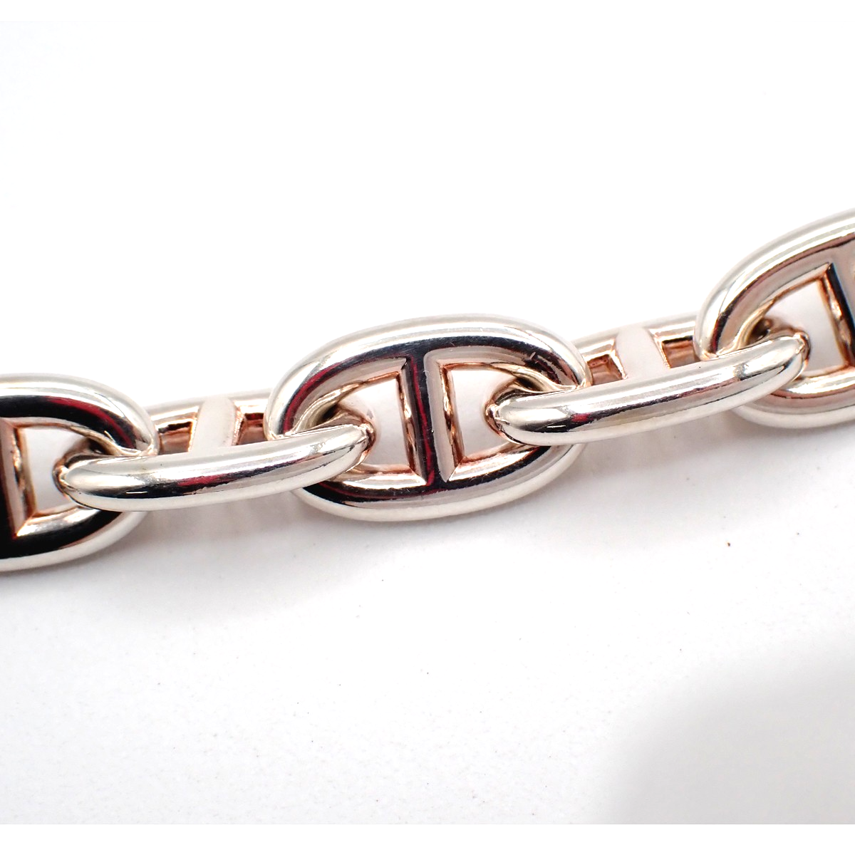 HERMES Logo Chaine D'ancre MM Chain Bracelet  14 Link Silver Ag925 385LC608