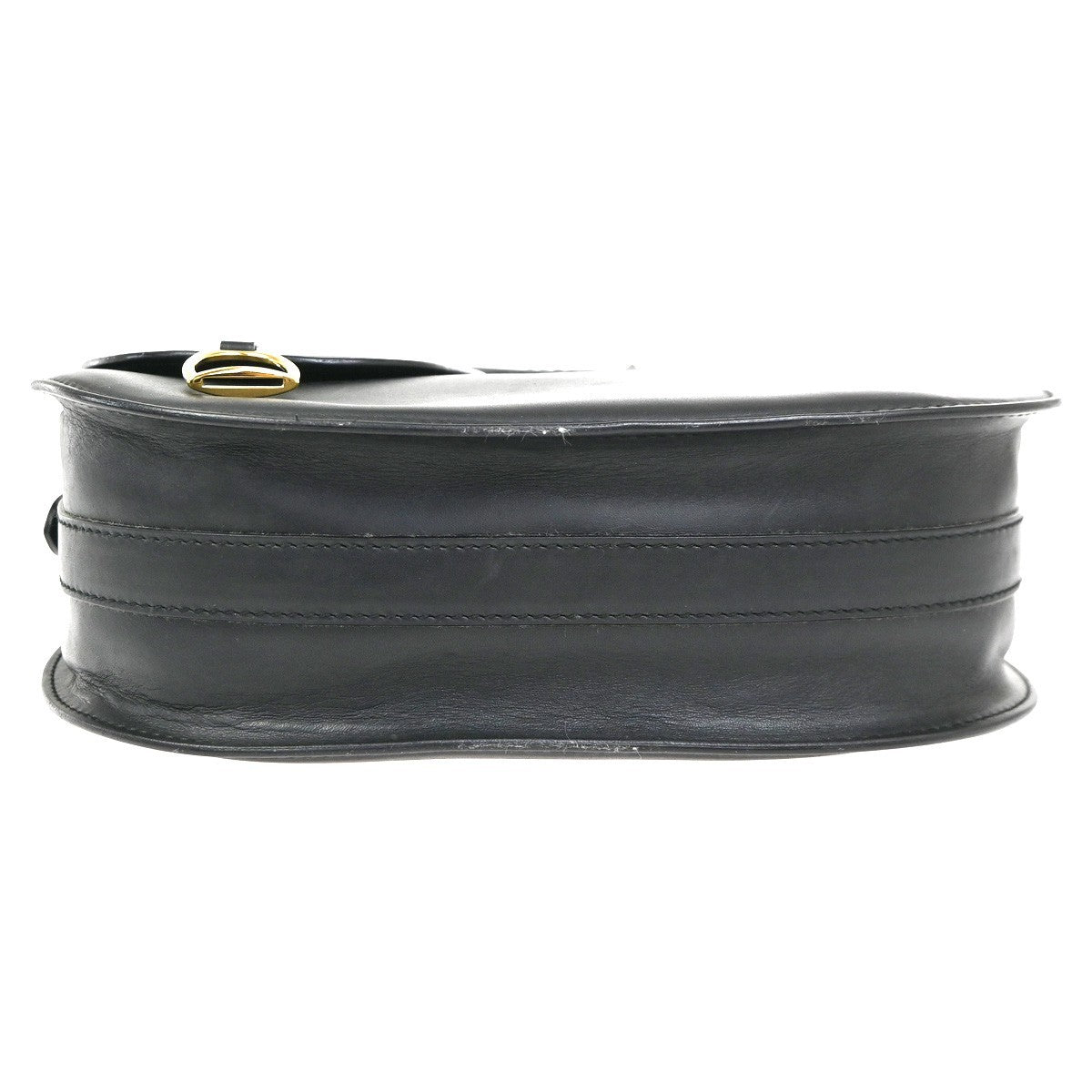 GUCCI Stirrup Saddle Flap Shoulder Bag Leather Italy Black GHW 62CA794