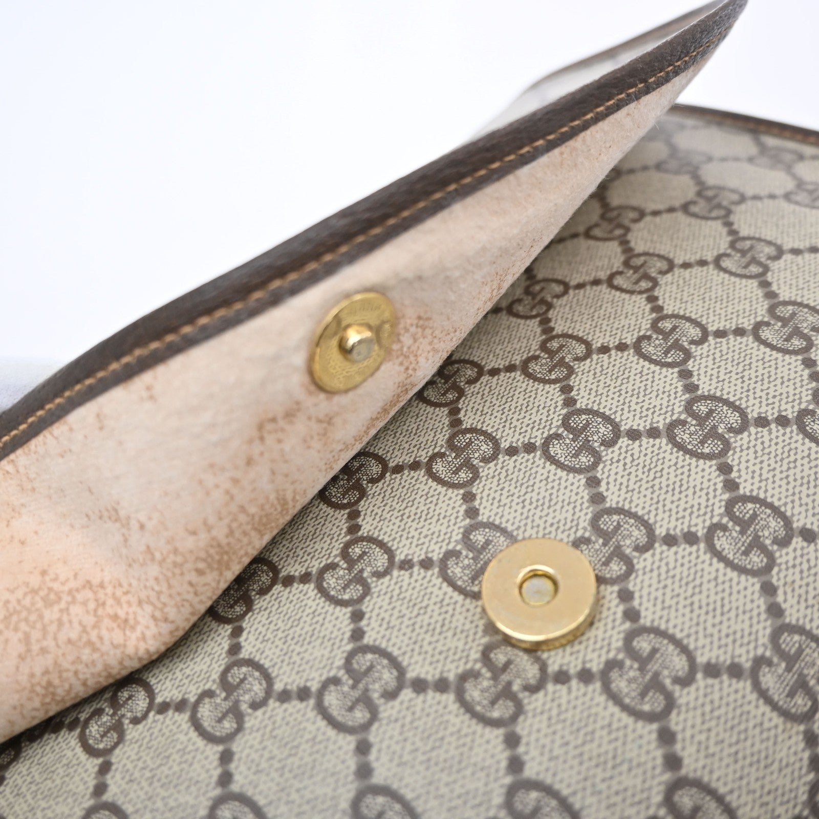 GUCCI GG Sherry Pattern Clutch Hand Bag PVC Leather Brown Italy 09KD128