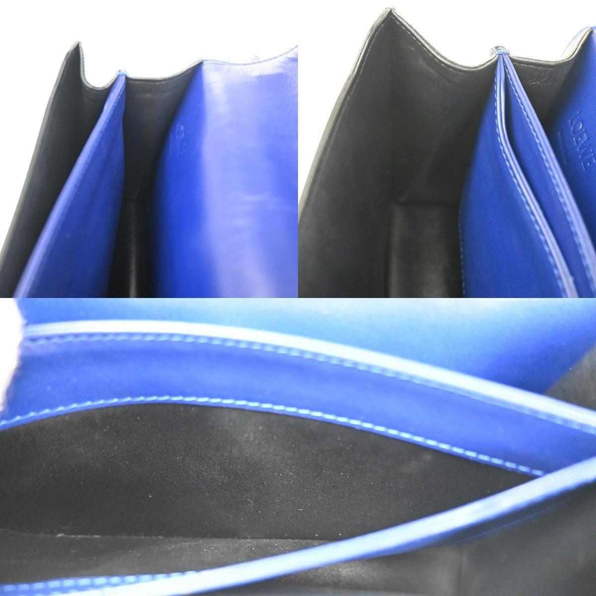 LOEWE Logo Barcelona Mini Shoulder Hand Bag Leather Blue GHW Spain 76KP582