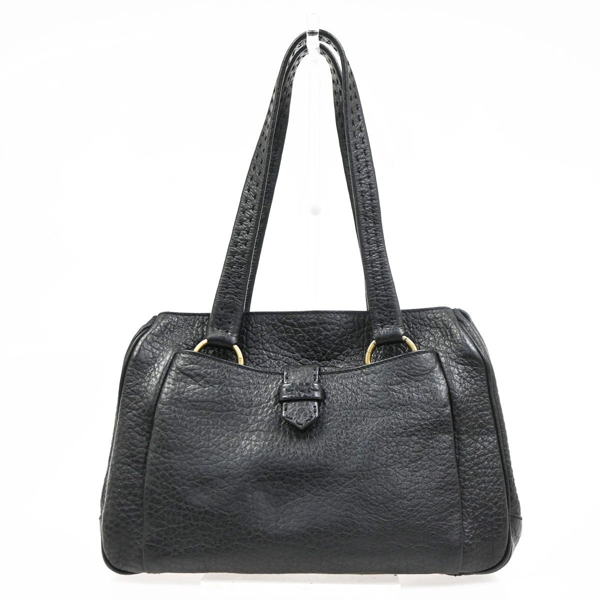 PRADA Logo Shoulder Hand Bag Leather Black GHW Italy 79MA689