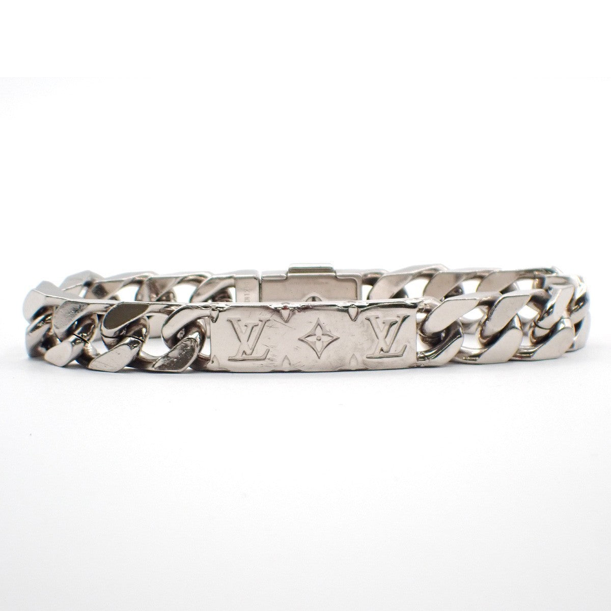 LOUIS VUITTON Logo Monogram Chain Bracelet  Silver Italy M00270 85RL711
