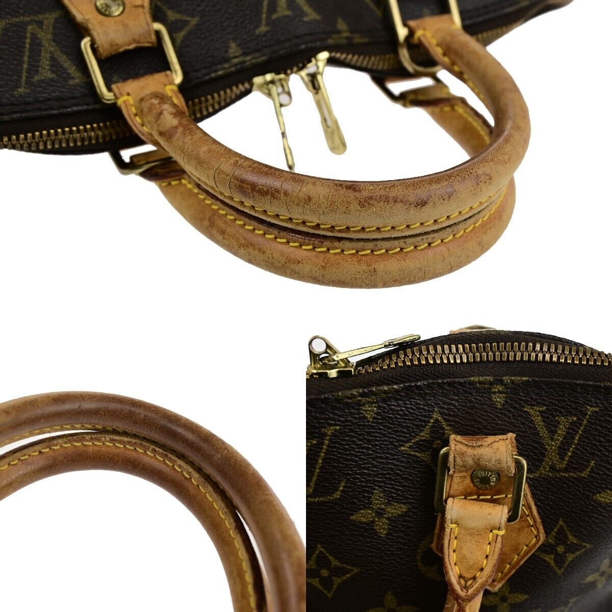LOUIS VUITTON LV Logo Alma Hand Bag Monogram Leather Brown U.S.A. M51130 69SJ593