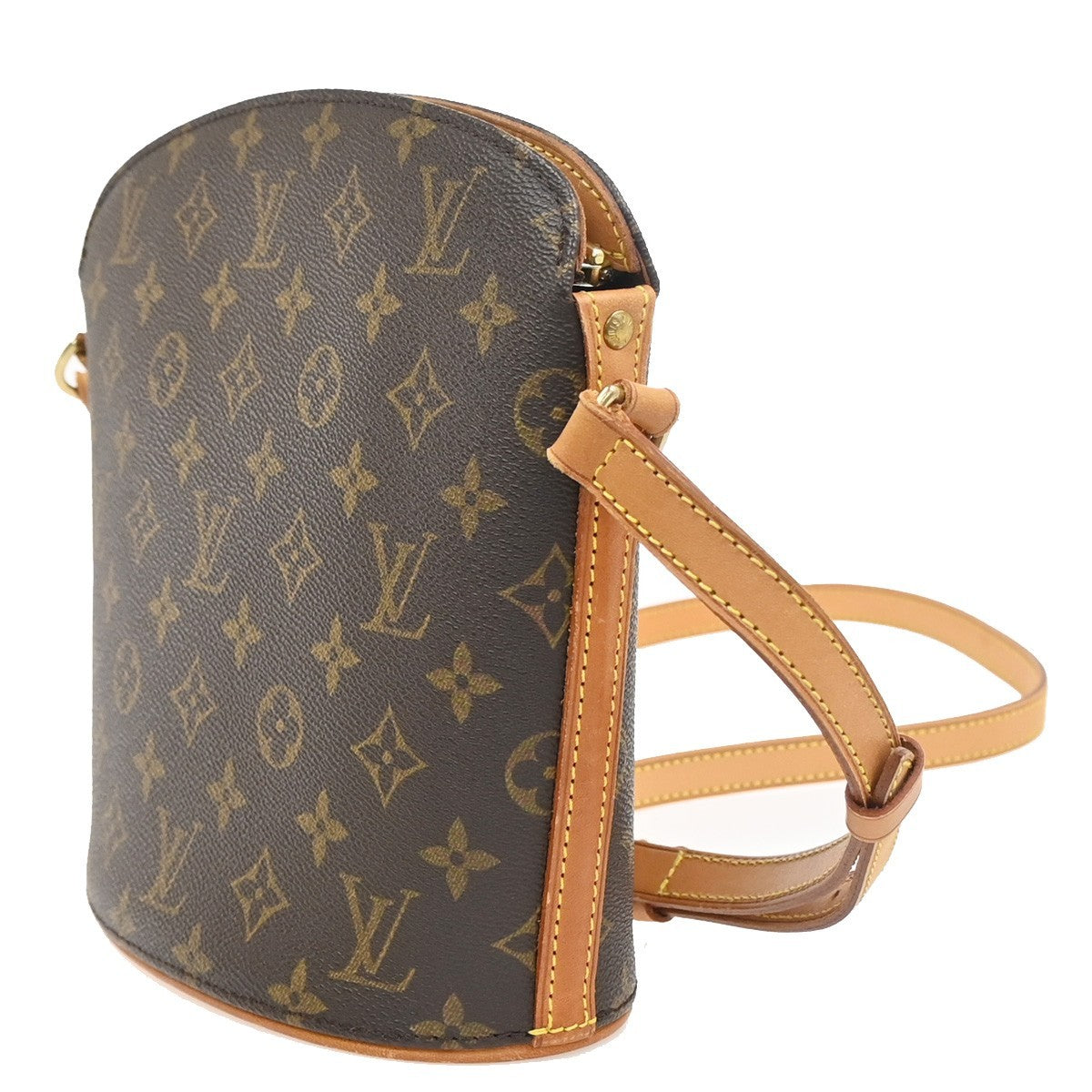 LOUIS VUITTON Logo Drouot Shoulder Bag Monogram Leather Brown M51290 16KC896