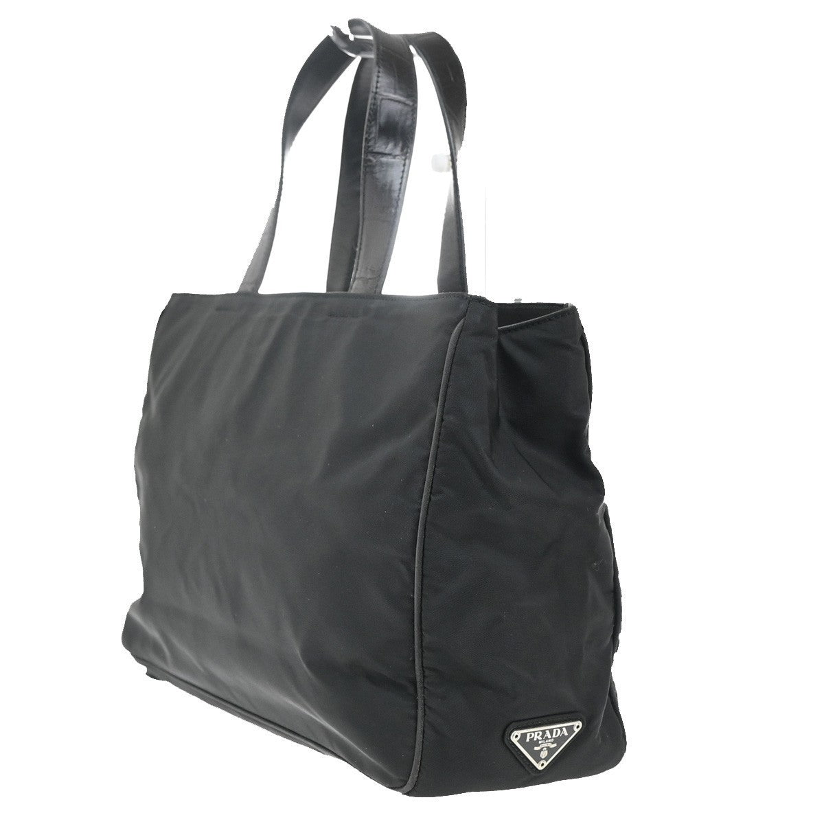 PRADA Logo Tessuto Shoulder Tote Hand Bag Nylon Leather Black Italy 69MA401