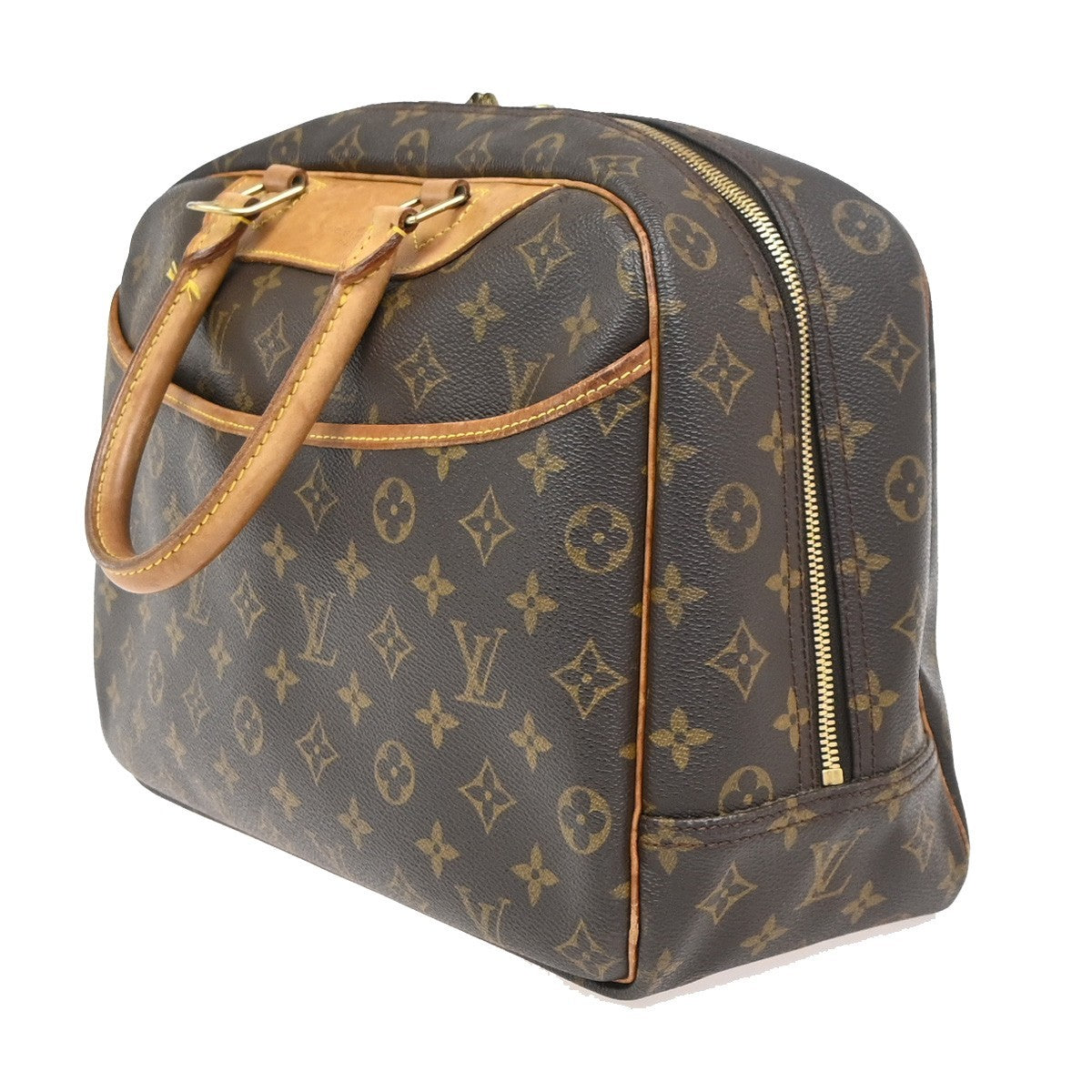 LOUIS VUITTON LV Logo Deauville Hand Bag Monogram Leather Brown M47270 70KD014